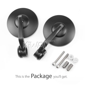 Bob black round heavy weight bar end mirrors compatible with BMW M10 threaded handlebar