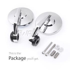 Bob chrome round heavy weight bar end mirrors compatible with BMW M10 threaded handlebar
