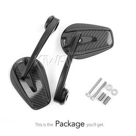 Mamba glossy carbon heavy weight bar end mirrors compatible with BMW M10 threaded handlebar