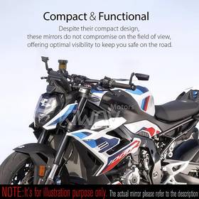 Leap black heavy weight bar end mirrors a pair compatible with BMW M10 threaded handlebar