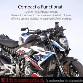 Leap black heavy weight bar end mirror RH a piece compatible with BMW M10 threaded handlebar