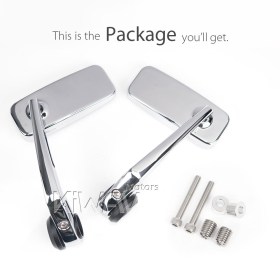 Classic chrome heavy weight bar end mirrors compatible with BMW M12 threaded handlebar