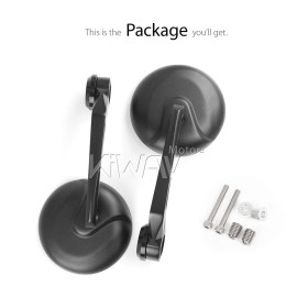 Retro black heavy weight bar end mirrors compatible with BMW