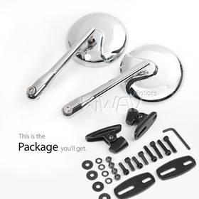 Retro chrome fairing mount mirrors w/ black adapter