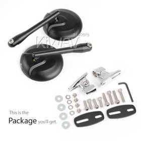 Retro black fairing mount mirrors w/ chrome adapter