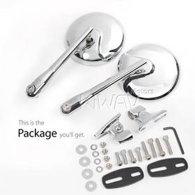 Retro chrome fairing mount mirrors w/ chrome adapter