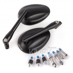 Ellipse black mirrors compatible with M10 metric bike & Harley Davidson