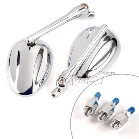 Ellipse chrome mirrors for 8mm scooters and motorcycles