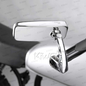 Classic chrome bar end mirrors compatible with Triumph water-cooled motorcycles