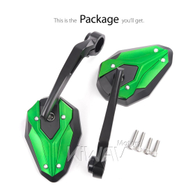 ViperII all green bar end mirrors compatible with Triumph water-cooled motorcycles