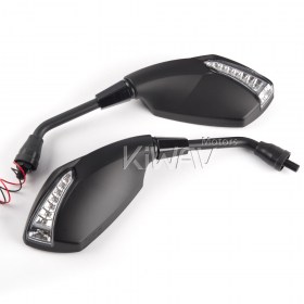 Fist black LED mirrors for M10 metric bike