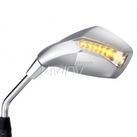 Fist sandblasting chrome LED mirrors for M10 metric bike