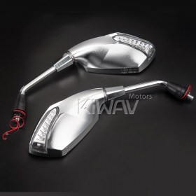 Fist sandblasting chrome LED mirrors for M10 metric bike