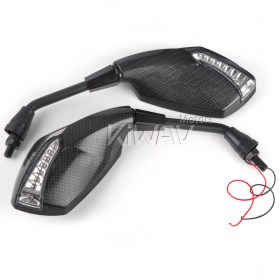 Fist carbon LED mirrors universal fit M10 matric bikes
