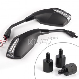 Fist black LED mirrors for 8mm scooters and motorcycles