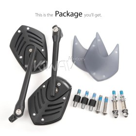 Shield black mirrors compatible with M10 metric bike & Harley Davidson