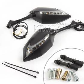 Lucifer black Two-tone LED sequential effect mirrors for Triumph 25mm handlebar and go-through mounts