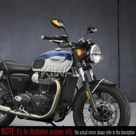 二色LED付きバイクミラー　ルシファーII　黒　流れるタイプ　25mmハンドルつき、貫通式ミラーホール付きのトライアンフモデル用