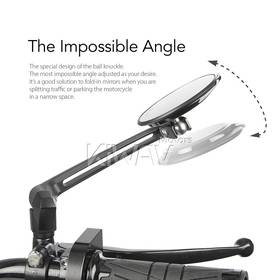 Aura black motorcycle mirrors compatible with Triumph 25mm handlebar and go-through mounts