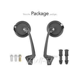 Aura black motorcycle mirrors compatible with Triumph 25mm handlebar and go-through mounts