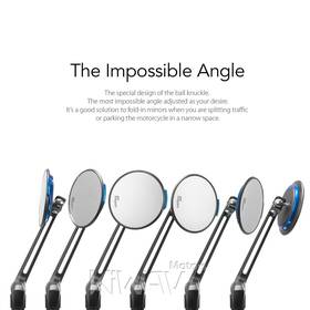Aura blue motorcycle mirrors compatible with Triumph 25mm handlebar and go-through mounts