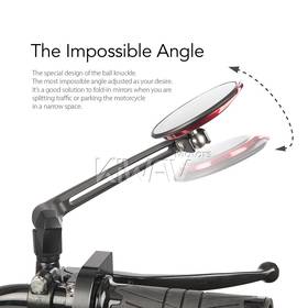 Aura red motorcycle mirrors compatible with Triumph 25mm handlebar and go-through mounts