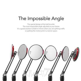 Aura red motorcycle mirrors compatible with Triumph 25mm handlebar and go-through mounts