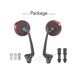 Aura red motorcycle mirrors compatible with Triumph 25mm handlebar and go-through mounts