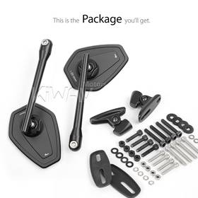 Blok black motorcycle mirrors fairing mount with black adapter compatible with Ducati Panigale