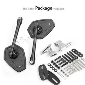 Blok black motorcycle mirrors fairing mount with chrome adapter compatible with Ducati Panigale