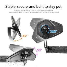 Blok black bar end mirror a piece compatible with Harley Davidson Sportster Dyna Softail XG street