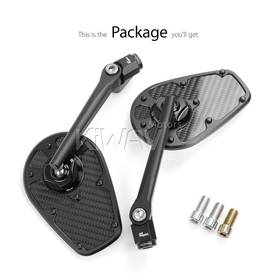 MambaX glossy carbon fiber motorcycle mirrors universal fit for 10mm threaded  a pair