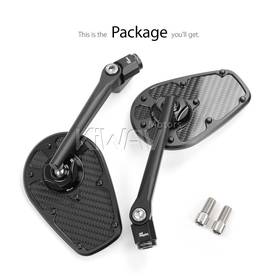 MambaX glossy carbon fiber motorcycle mirrors 10mm 1.5 pitch a pair compatible with most BMW
