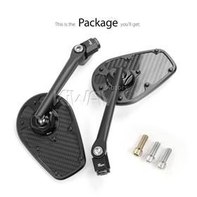 MambaX glossy carbon fiber motorcycle mirrors universal fit for 8mm threaded  a pair