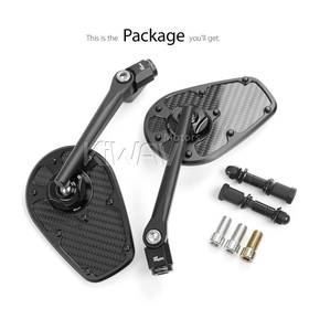 MambaX glossy carbon fiber motorcycle mirrors a pair compatible with most Harley-Davidson, BMW R18