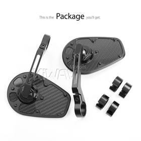 MambaX glossy carbon fiber bar end mirrors a pair for 7/8, 1 Inch handlebars clamp-on type