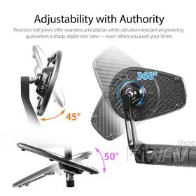 MambaX glossy carbon fiber bar end mirror a piece compatible with Harley Davidson Sportster Dyna Softail XG street
