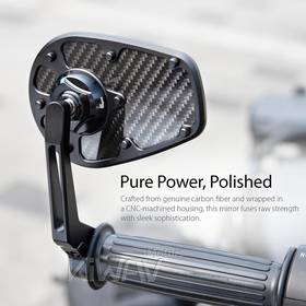 MambaX glossy carbon fiber bar end mirror a piece compatible with Harley Davidson Sportster Dyna Softail XG street