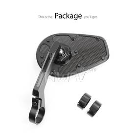 MambaX glossy carbon fiber bar end mirror a piece for 7/8, 1 inch handlebars clamp-on type
