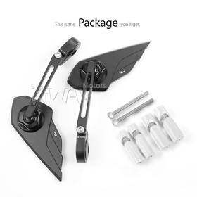 Wisp black bar end mirrors a pair universal fit for 7/8" hollow handlebar