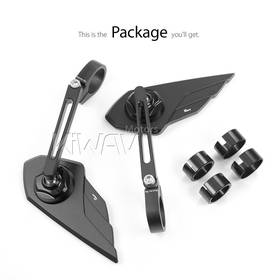 Wisp black bar end mirrors a pair for 7/8, 1 Inch handlebars clamp-on type