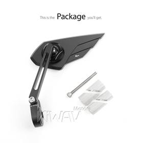 Wisp black bar end mirror LH a piece universal fit for 1" &1-1/4" hollow handlebar