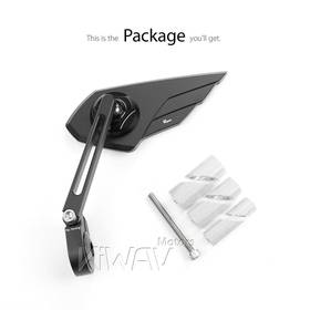 Wisp black bar end mirror LH a piece universal fit for 7/8" & 1"& 1-1/4" hollow handlebar