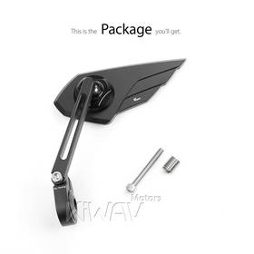 Wisp black bar end mirror LH a piece compatible with BMW M12 threaded handlebar