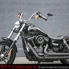 Wisp black bar end mirror LH a piece compatible with Harley Davidson Sportster Dyna Softail XG street