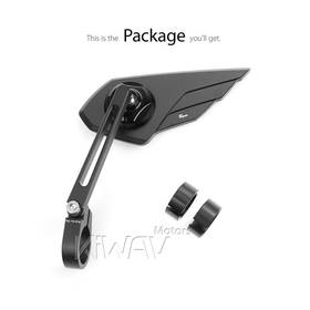 Wisp black bar end mirror LH a piece for 7/8, 1 Inch handlebars clamp-on type