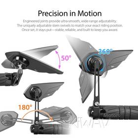 Wisp black bar end mirror LH a piece compatible with Triumph water-cooled motorcycles
