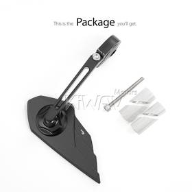 Wisp black bar end mirror RH a piece universal fit for 1" &1-1/4" hollow handlebar