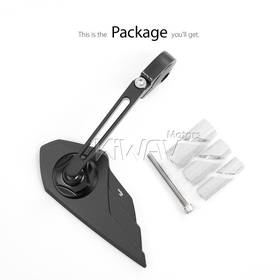 Wisp black bar end mirror RH a piece universal fit for 7/8" & 1"& 1-1/4" hollow handlebar
