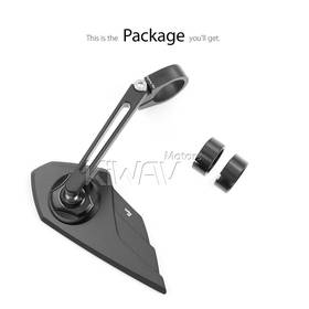 Wisp black bar end mirror RH a piece for 7/8, 1 Inch handlebars clamp-on type